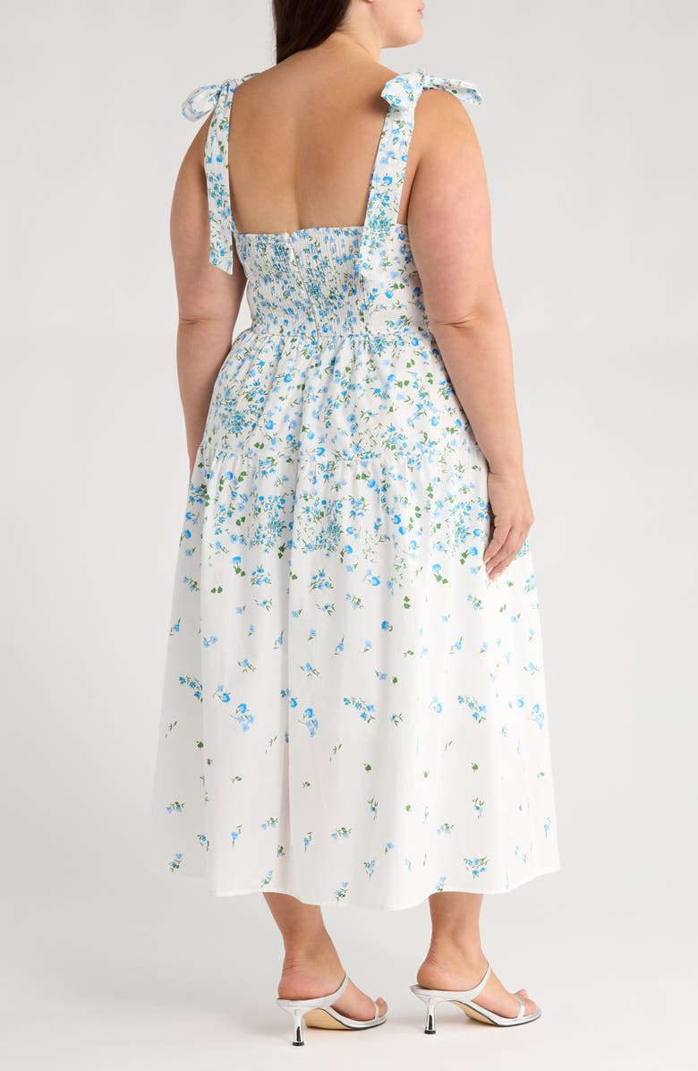 SUGARLIPS Miley Floral Thea Tie Strap Cotton Maxi Dress, Alternate, color, White/ Blue/ Green