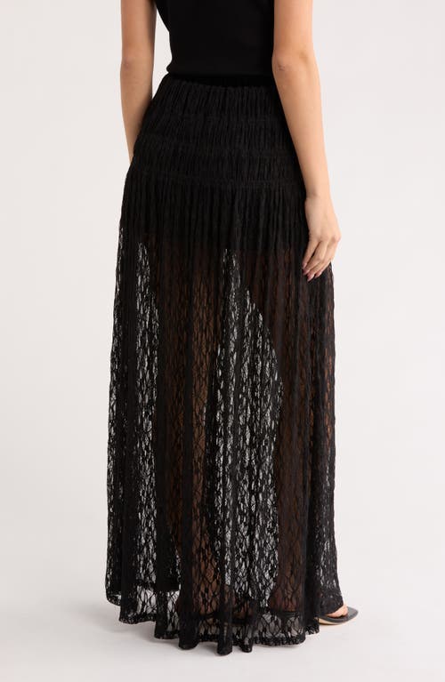 Nsr Floral Lace Maxi Skirt In Black