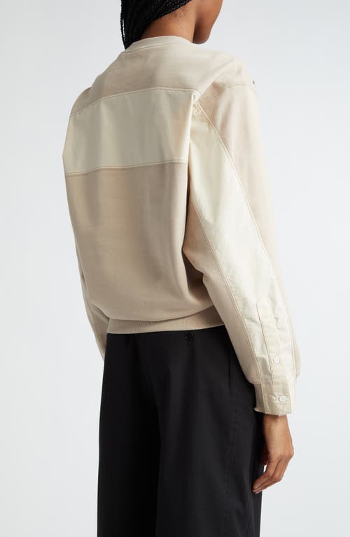 3.1 Phillip Lim Stud Detail Mixed Media Cotton Sweatshirt In Concrete