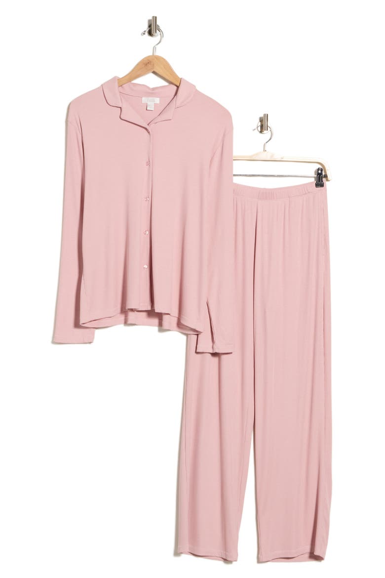 Long Sleeve Rib Pajama Set, Main, color, PINK PUFF