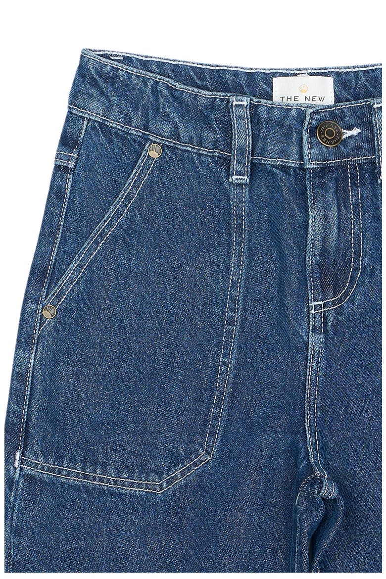 Kids' Parks Contrast Stitch Straight Leg Jeans, Alternate, color, BLUE DENIM