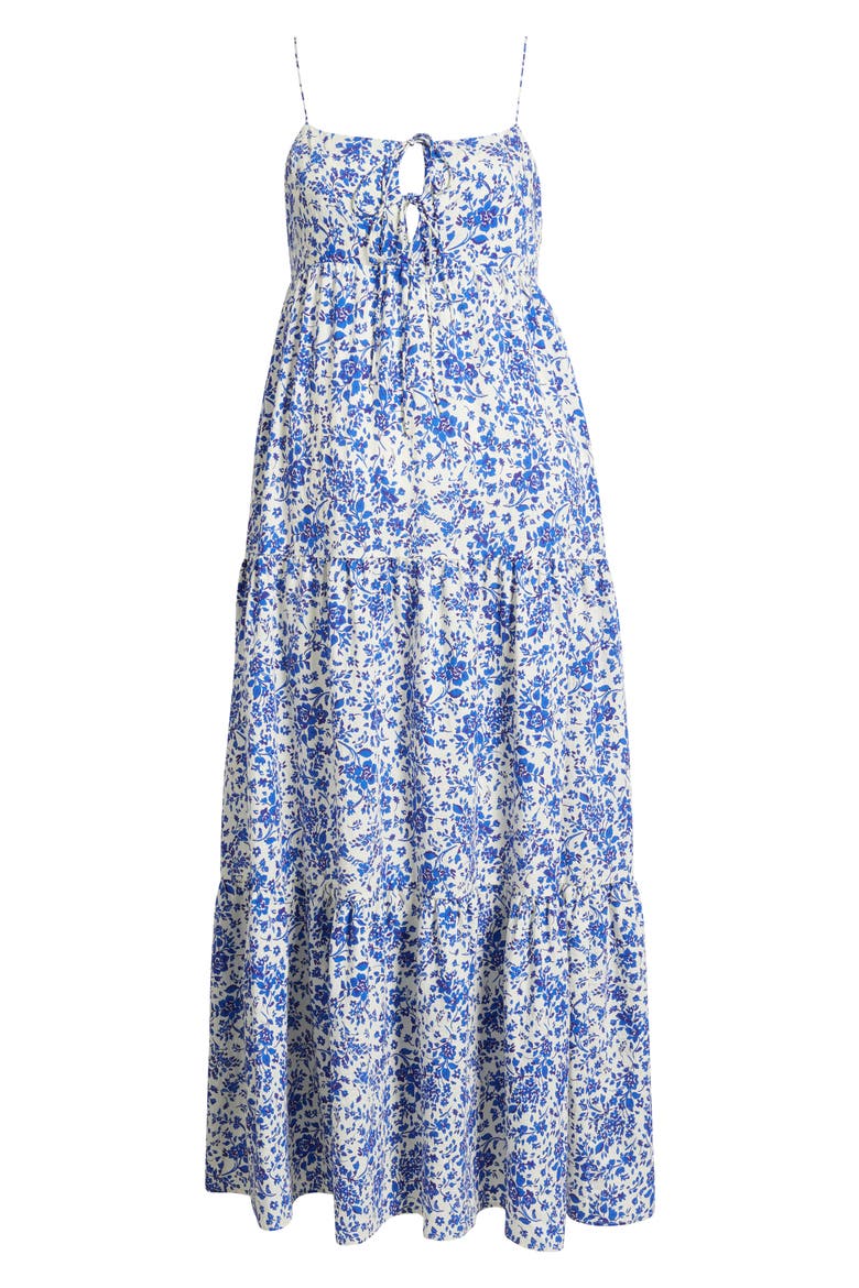 Mica Print Cotton Blend Tiered Maxi Sundress, Alternate, color, BLUE MARGUERITE