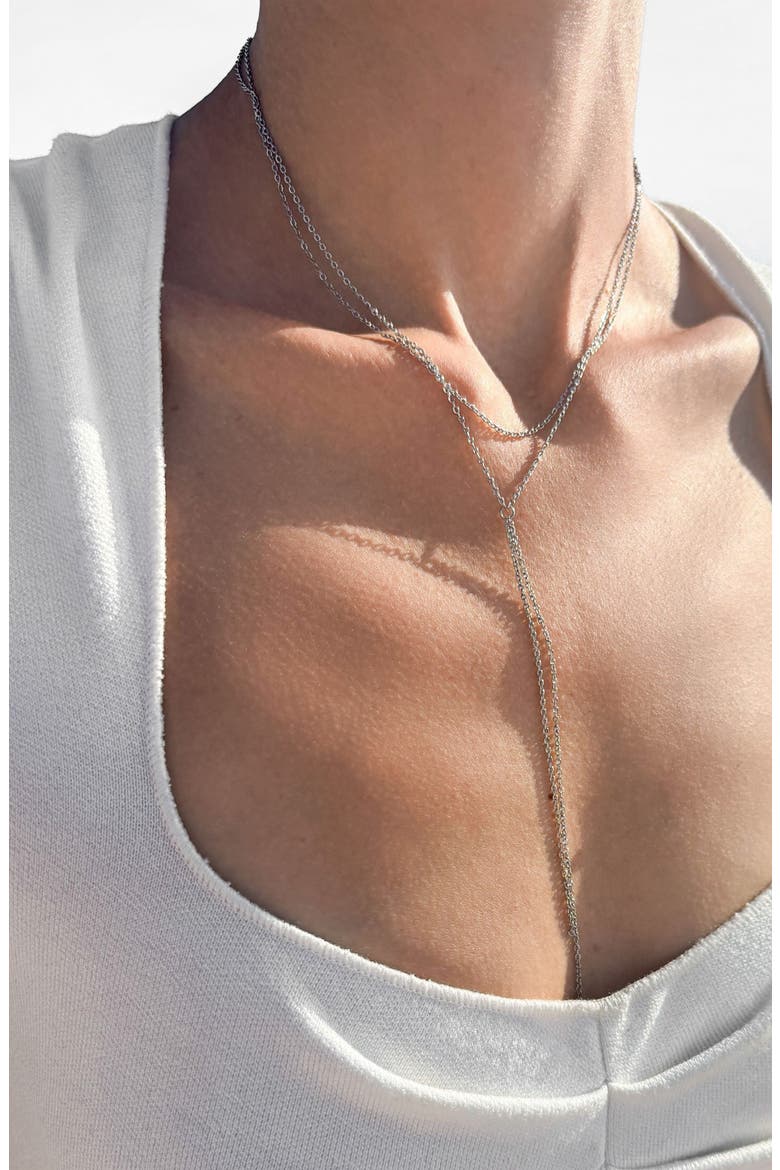 Set of 2 Assorted Lariat Necklaces, Alternate, color, SILVER