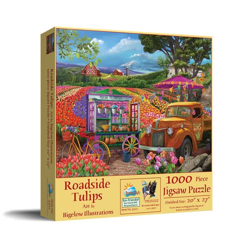 Roadside Tulips 1000 piece Jigsaw Puzzle for Adults