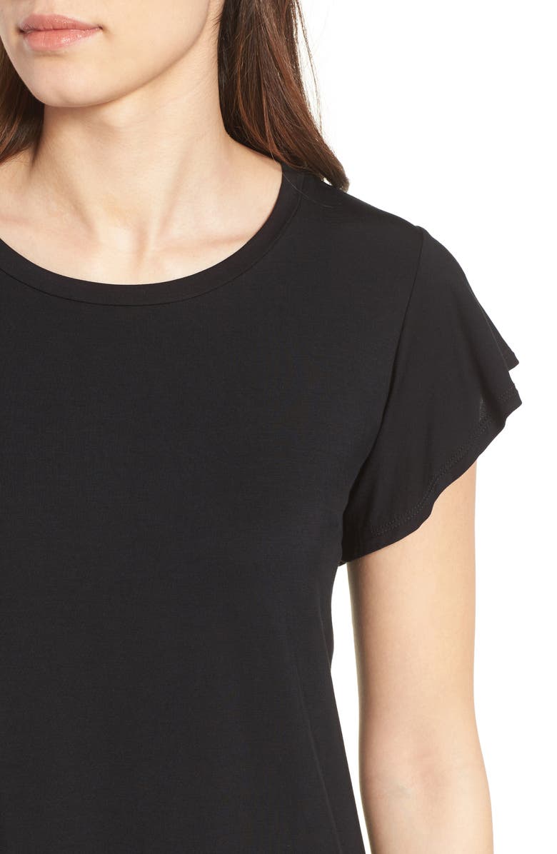 Bobeau Flutter Sleeve Tee, Alternate, color, 