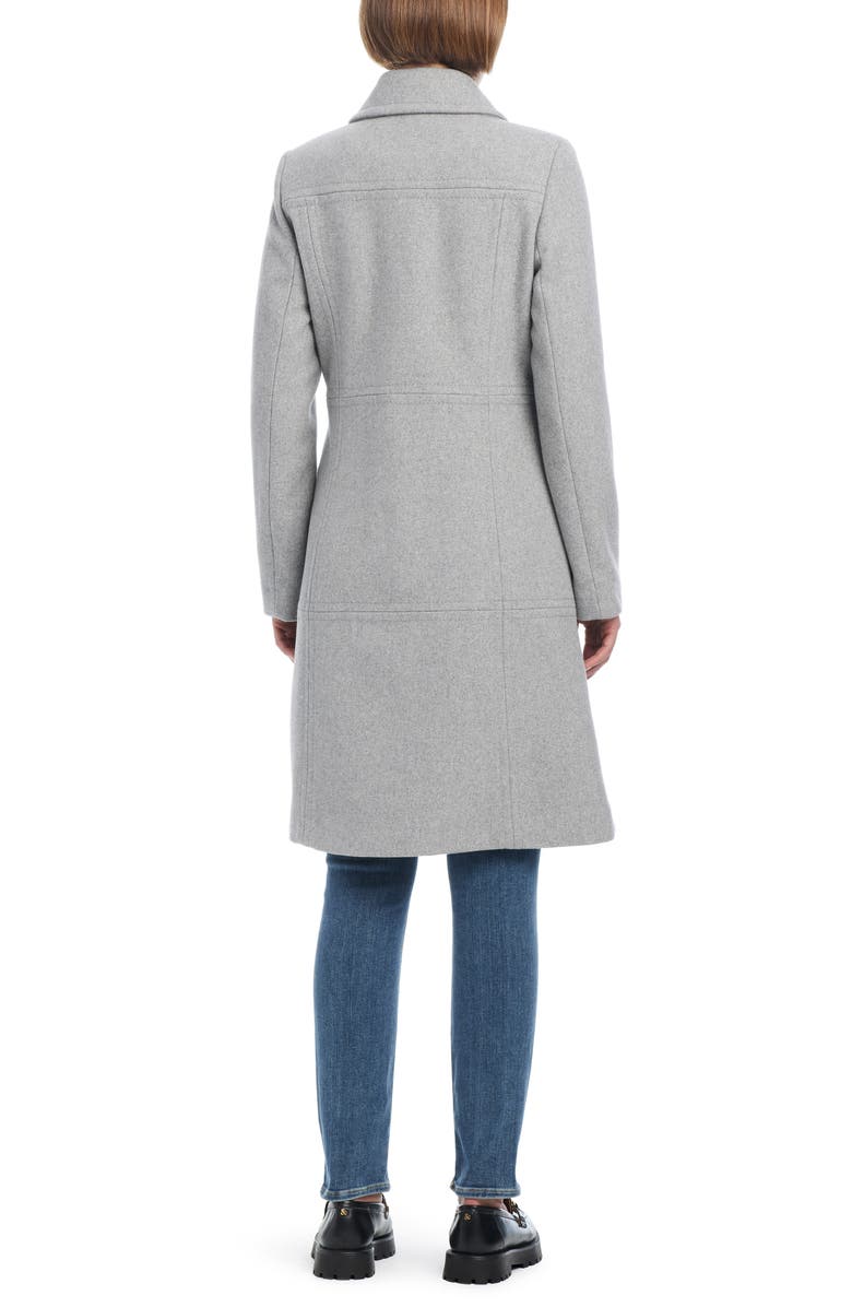 Kate Spade New York imitation pearl button wool blend coat, Alternate, color, Heather Grey