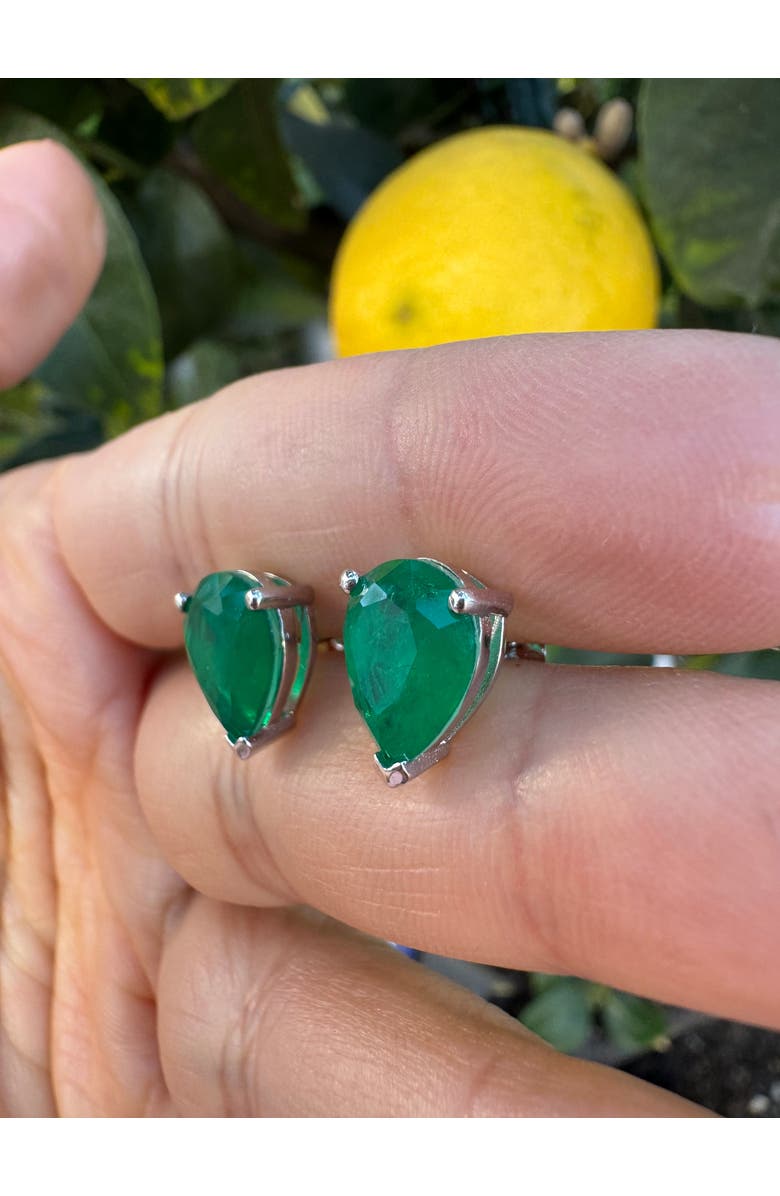 Gemma Azzurro Pear Emerald Stud Earrings, Alternate, color, Green