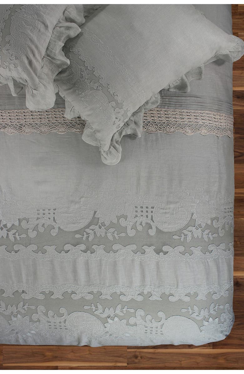 MELANGE HOME Tabitha Linen Duvet 3-Piece Set, Main, color, Grey Storm