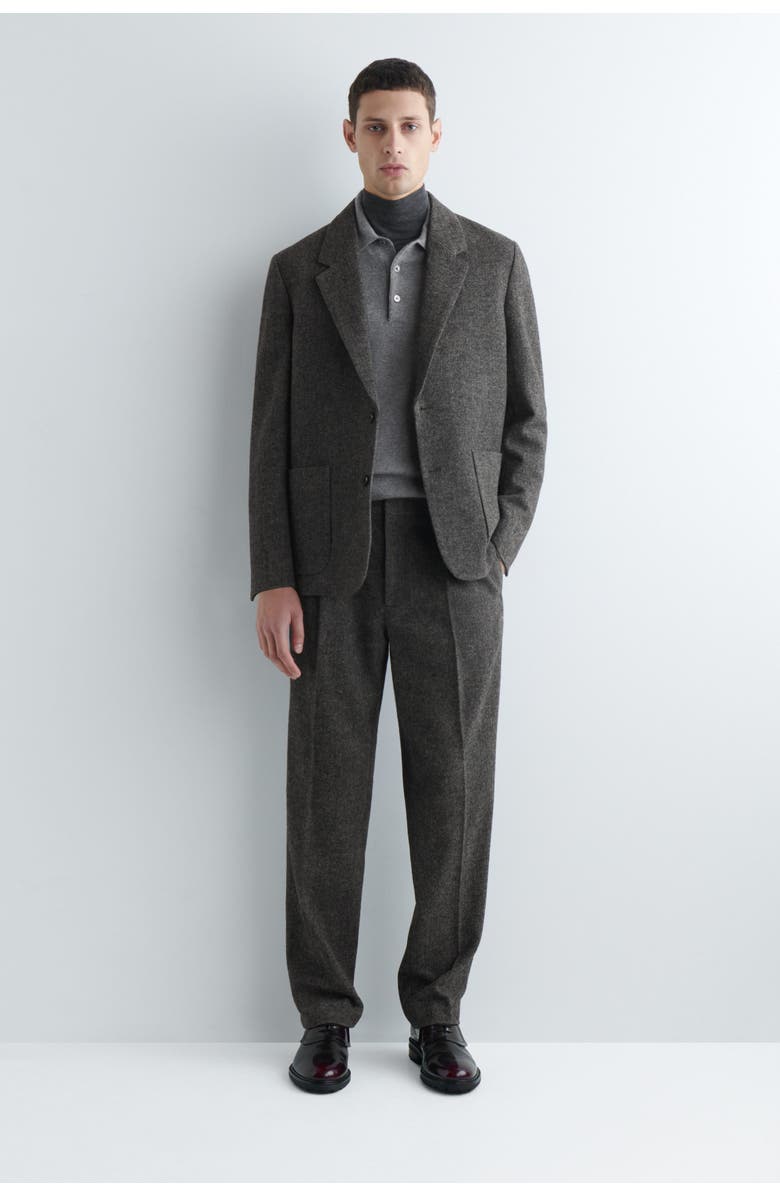 COS Unstructured Wool-herringbone Blazer, Alternate, color, Dark Khaki