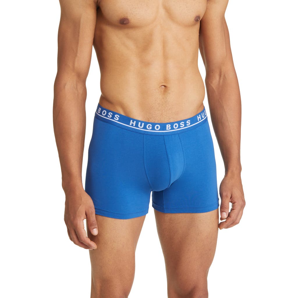 Hugo Boss Boss Assorted 3-pack Power Stretch Cotton Boxer Briefs In Blue
