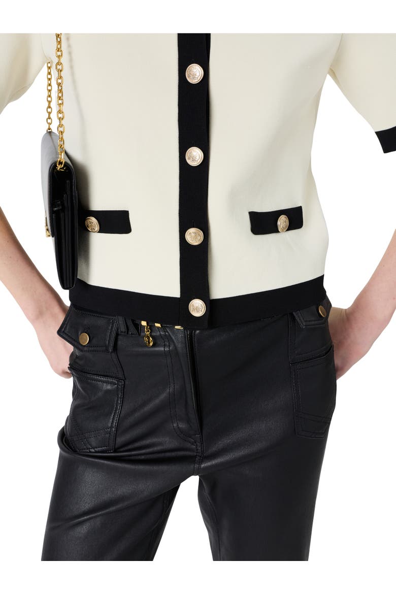 Laila Short Sleeve Round Neck Cardigan, Alternate, color, Ecru