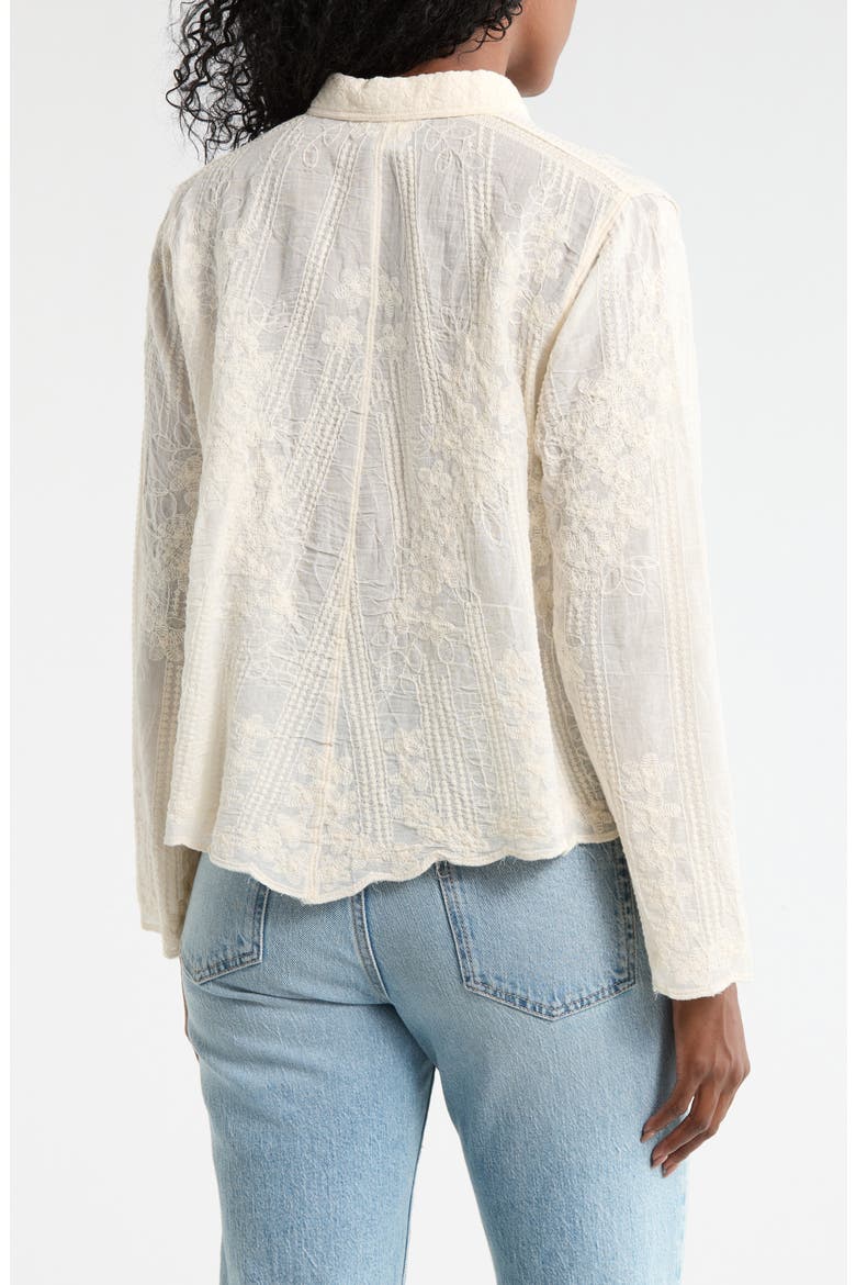 Textured Cotton Button-Up Shirt, Alternate, color, NATURAL