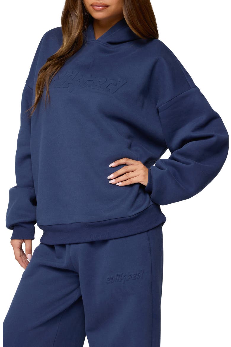 Totally Edikted Embossed Hoodie, Alternate, color, NAVY