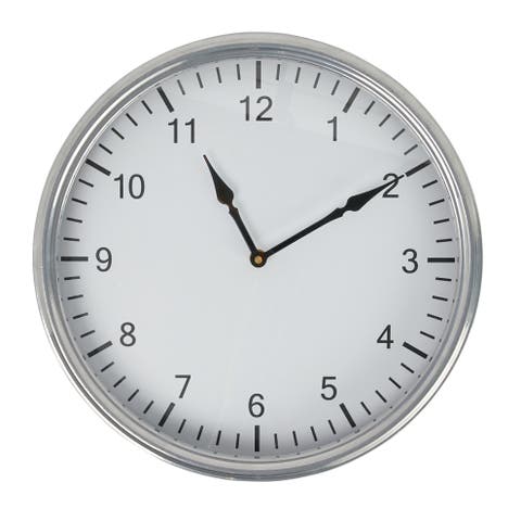 Classic Round Metal Wall Clock, Antique Nickel Finish