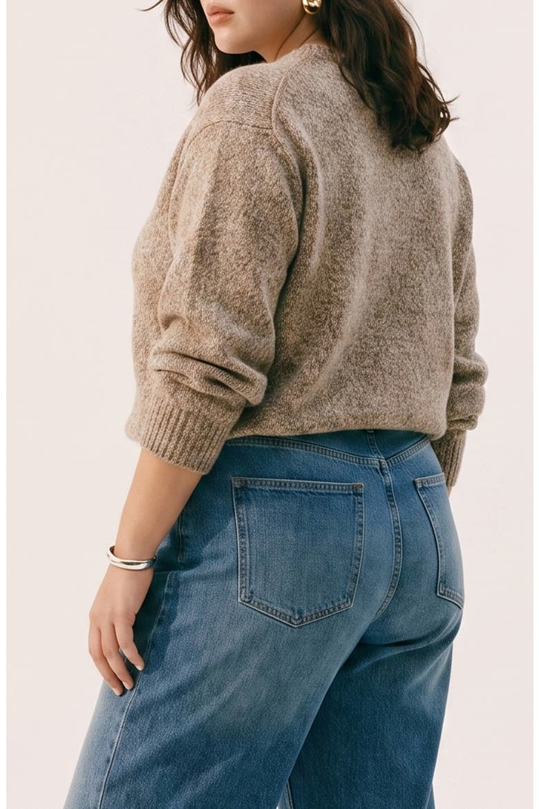 Marled Crewneck Sweater, Alternate, color, COCOA BROWN W/ BIRCH