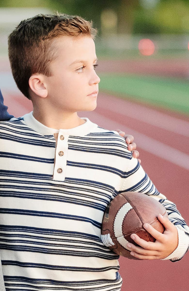 Hope & Henry Baby Boys' Organic Sweater Henley with Elbow Patches, Infant, Alternate, color, Ivory Purl Stripe