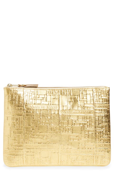 Embossed Logo Leather Pouch