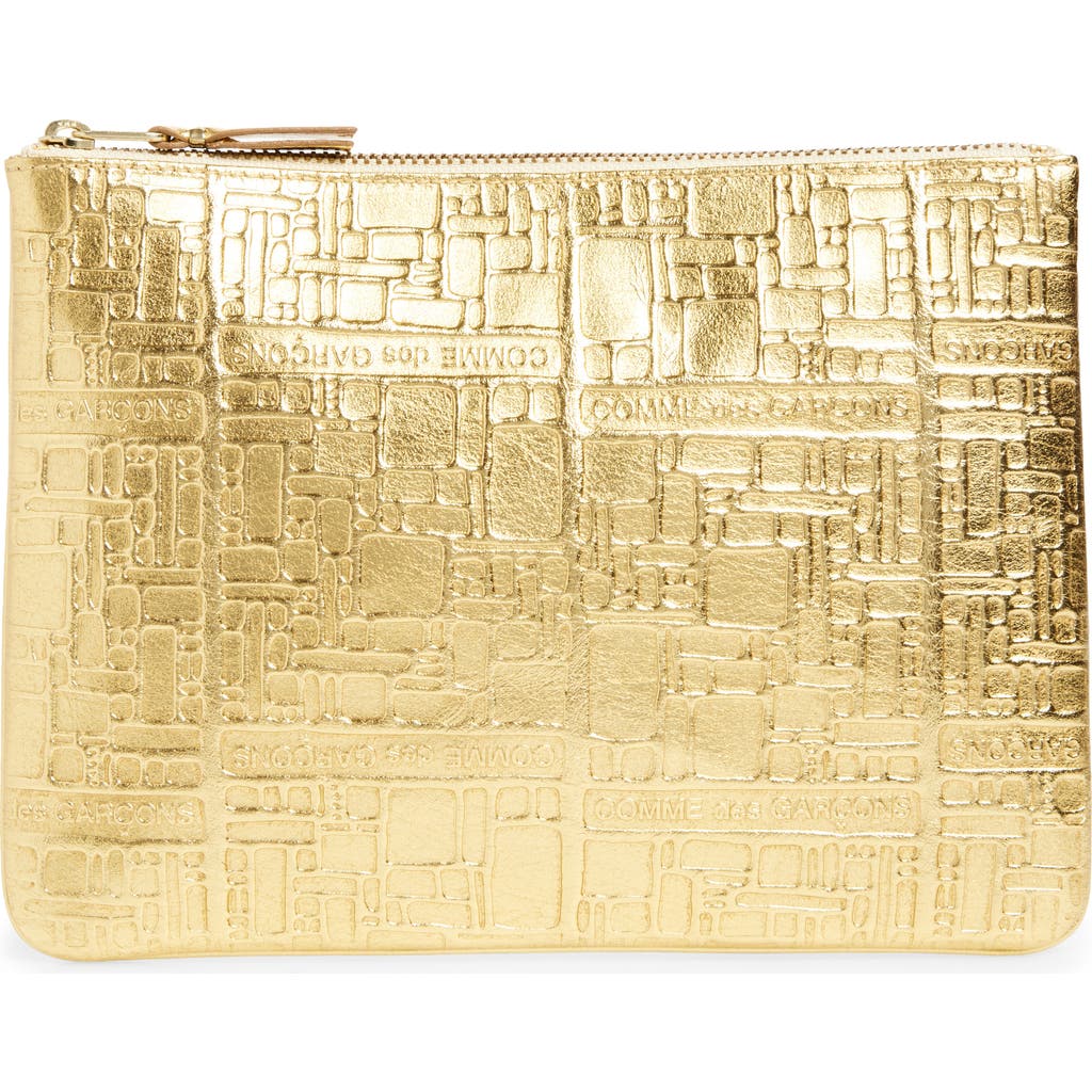 Comme des Garçons Wallets Embossed Logo Leather Pouch in Gold  product