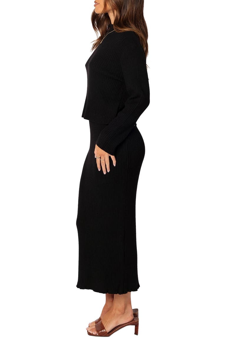 Payton Mock Neck Top & Maxi Skirt Rib Set, Alternate, color, BLACK