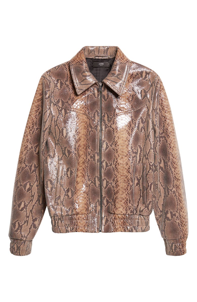 AMIRI Snake Embossed Leather Western Jacket, Main, color, Brown Multi