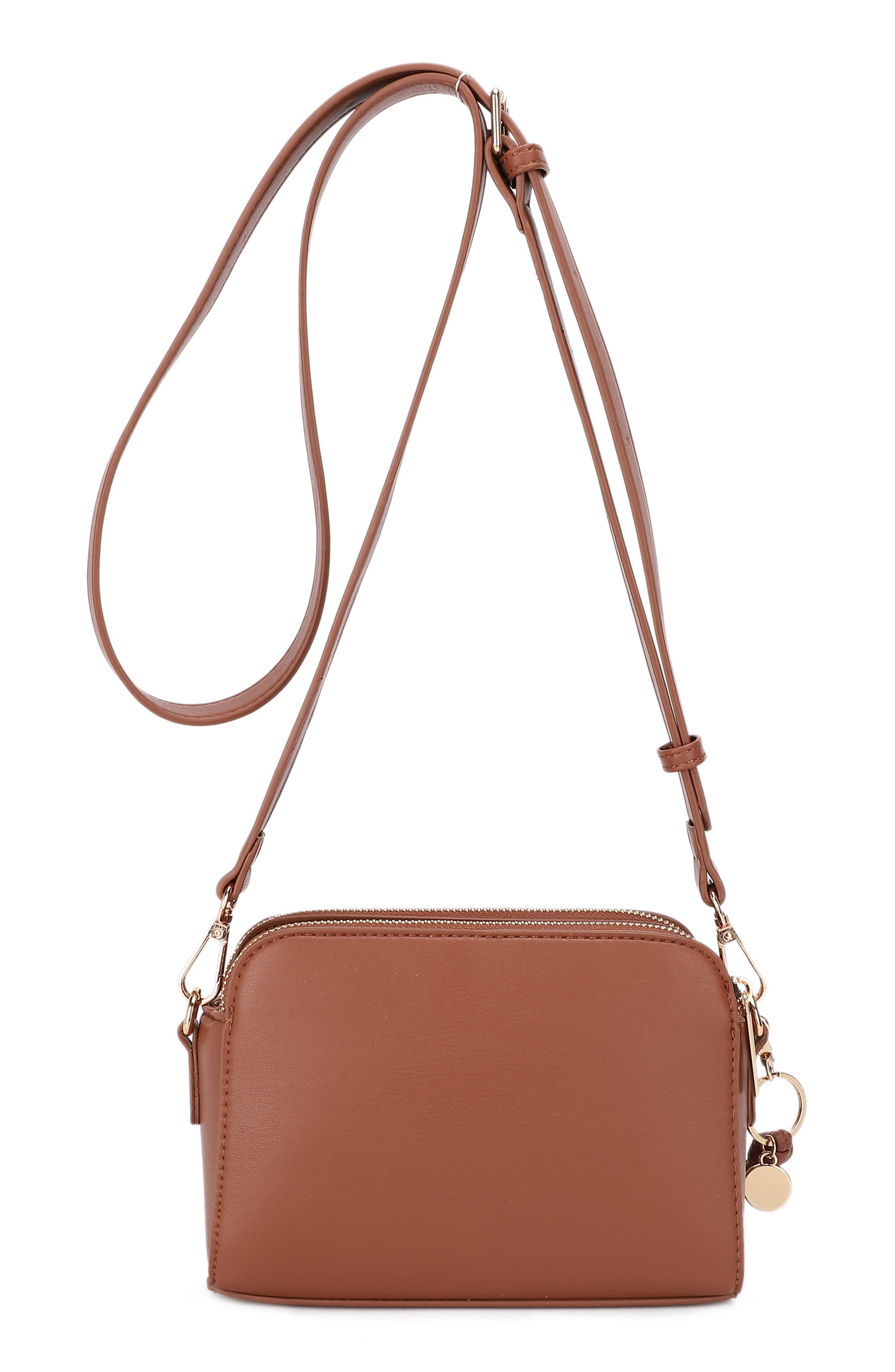 Nora Woven Faux Leather Crossbody Bag, Alternate, color, WARM BROWN