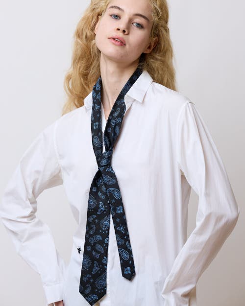 Lost Pattern Nyc "paisley" Silk Jacquard Tie In Blue