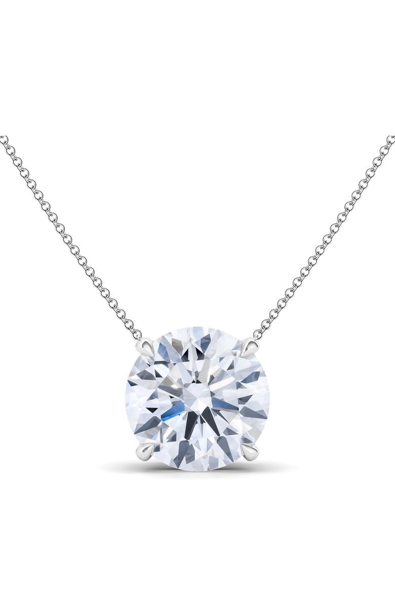 HauteCarat Round Brilliant Lab Created Diamond Pendant Necklace, Alternate, color, 18K White Gold