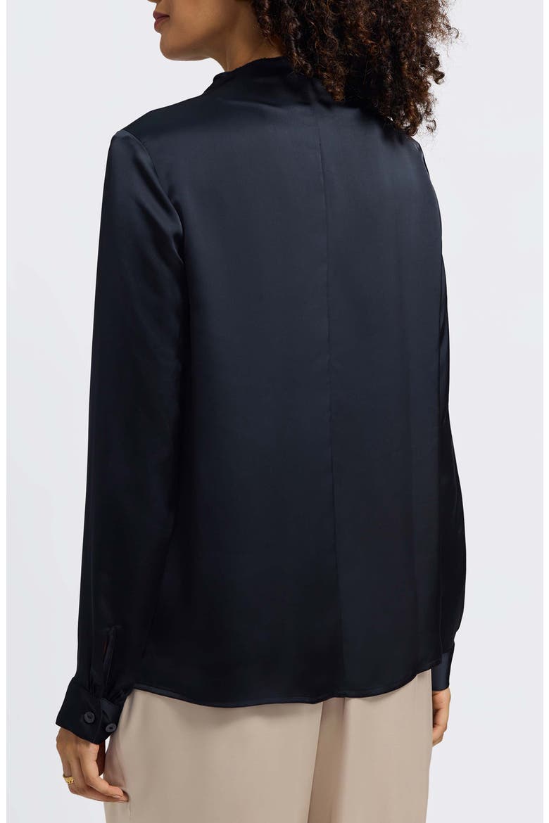 Rosale Ruffle Placket Button-Up Shirt, Alternate, color, BLACK