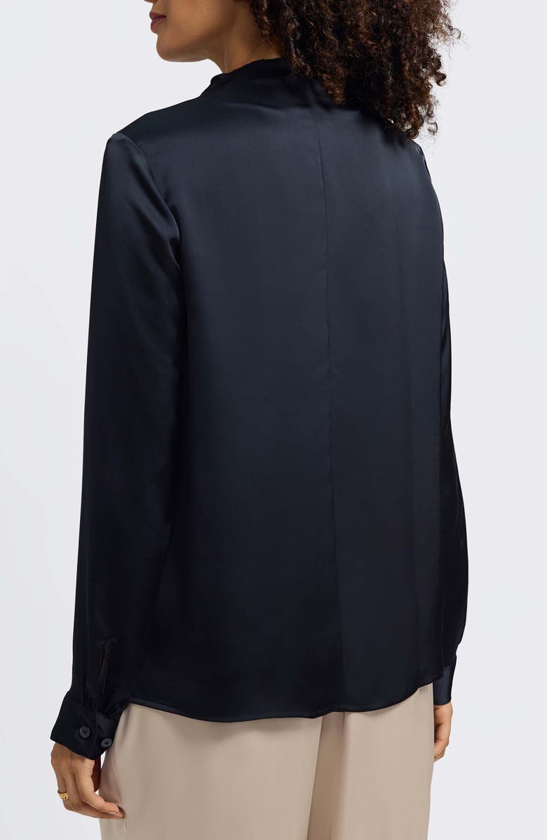 Foxcroft Rosale Ruffle Placket Button-Up Shirt, Alternate, color, Black