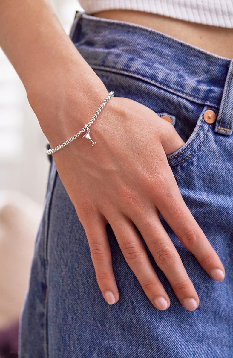 Estella Bartlett Sienna Martini Glass Beaded Stretch Bracelet, Alternate, color, Silver