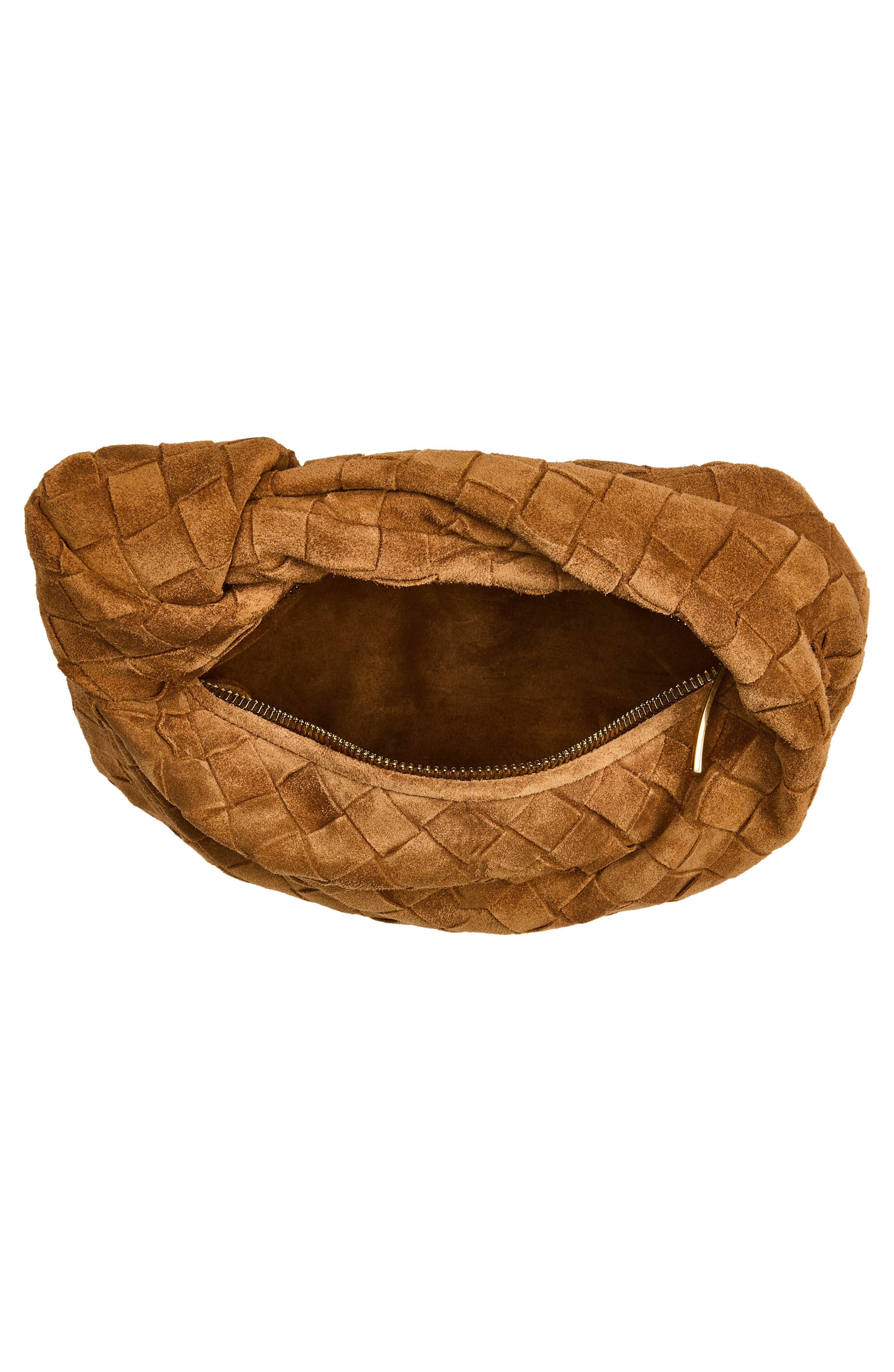 Bottega Veneta Mini Jodie Suede Top Handle Bag, Alternate, color, 2588 Amber-Gold