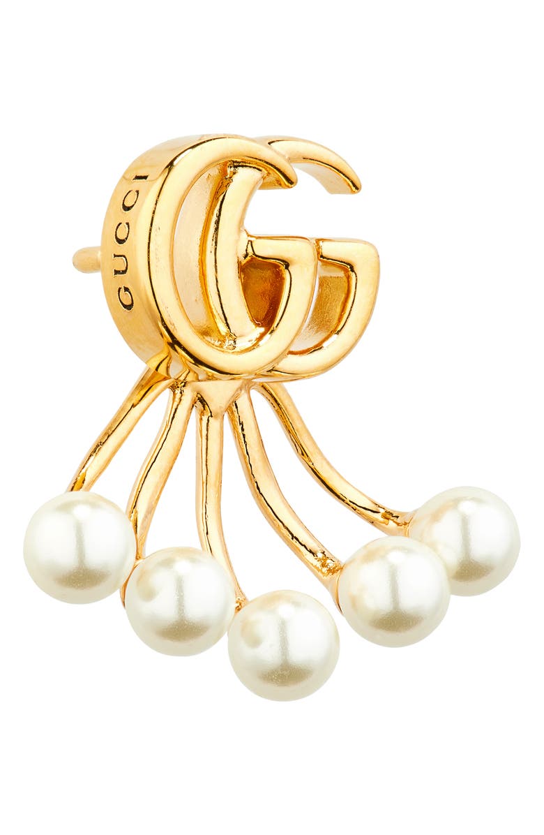 Gucci GG Marmont Faux Pearl Ear Jackets, Alternate, color, 