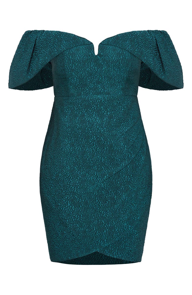 City Chic Jez Off the Shoulder Minidress, Alternate, color, Emerald