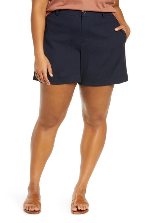 Vince Casual Linen Blend Shorts In Blue