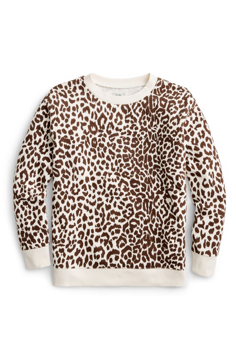 J.Crew Leopard Cotton Crewneck Sweatshirt, Alternate, color, 