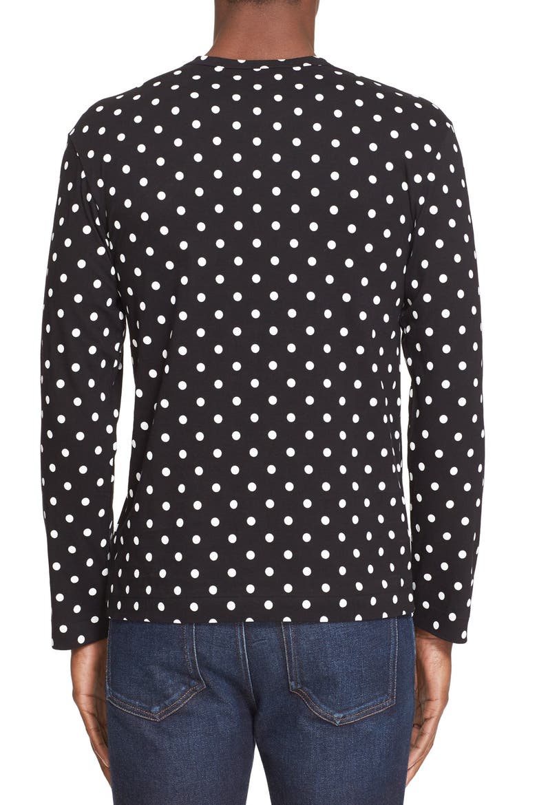 Dot Print Long Sleeve Crewneck T-Shirt, Alternate, color, BLACK