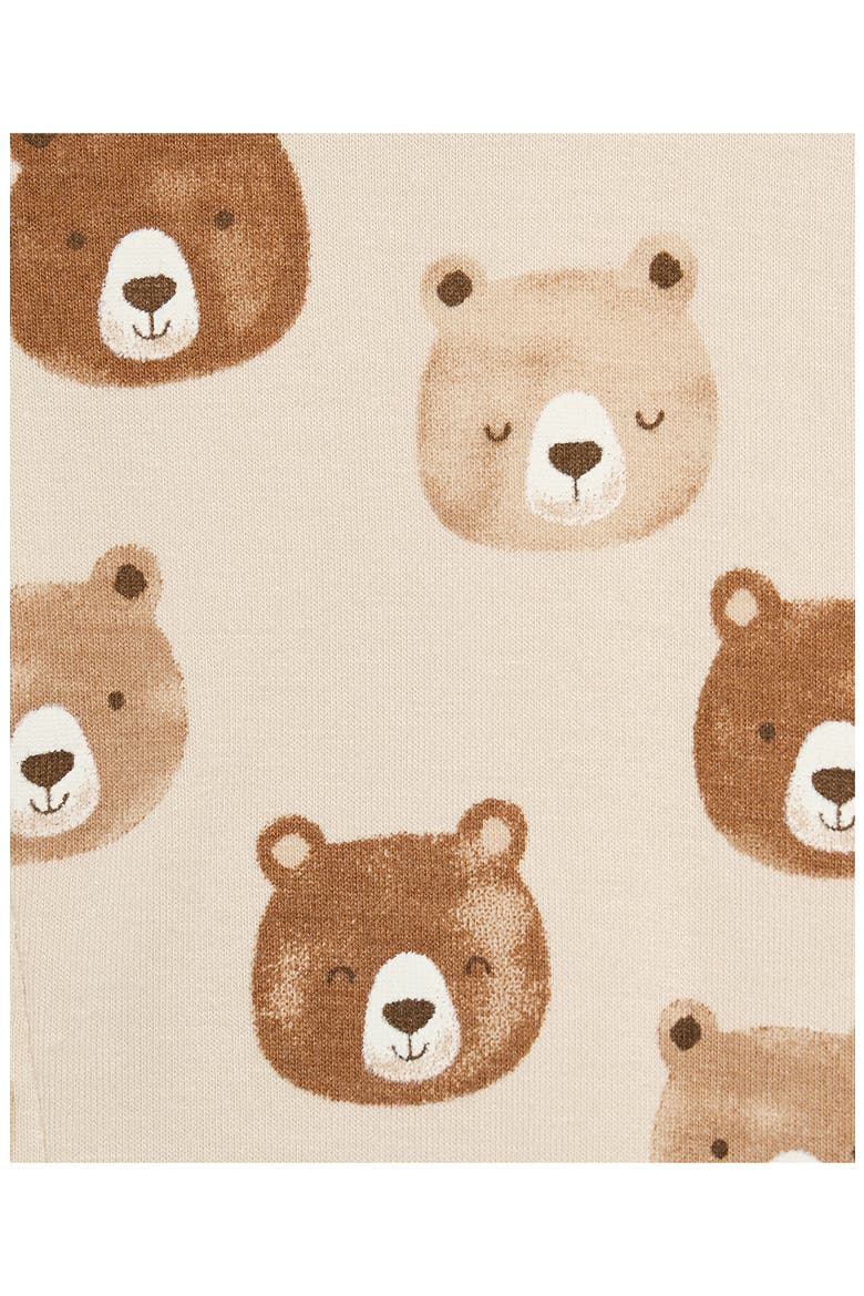 Bear Faces Stretch Viscose Zip Footie & Hat Set (Nordstrom Exclusive), Alternate, color, TAN