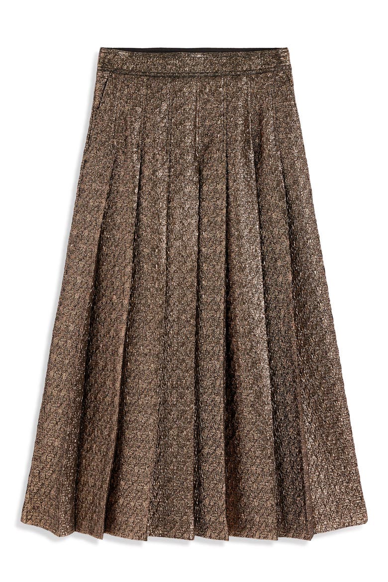 Aya Metallic Jacquard Midi Skirt, Alternate, color, GOLD