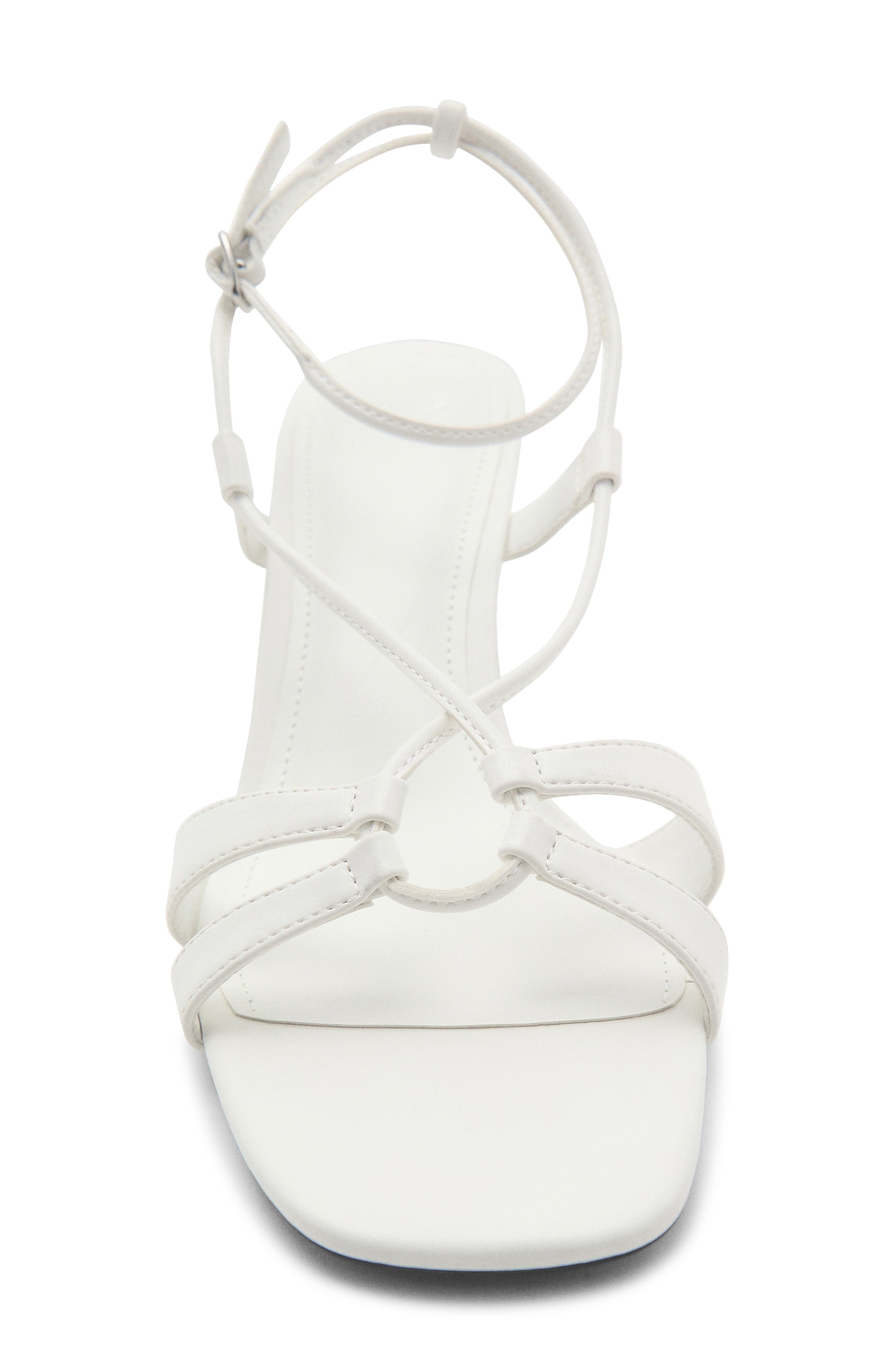 MANGO Ankle Strap Kitten Heel Sandal, Alternate, color, White