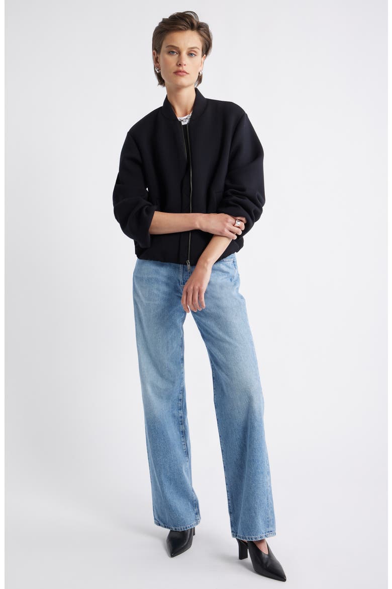 Scuba Knit Bomber Jacket, Alternate, color, BLACK