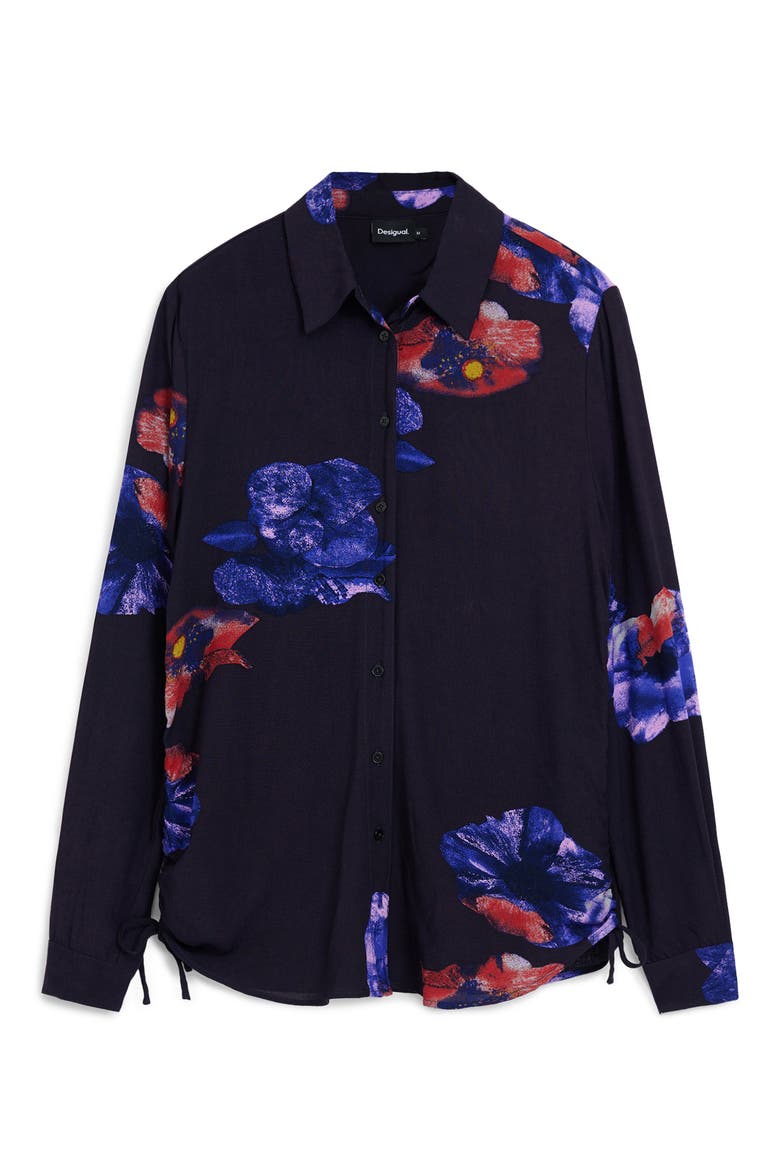Ocasa Floral Button-Up Shirt, Alternate, color, BLACK