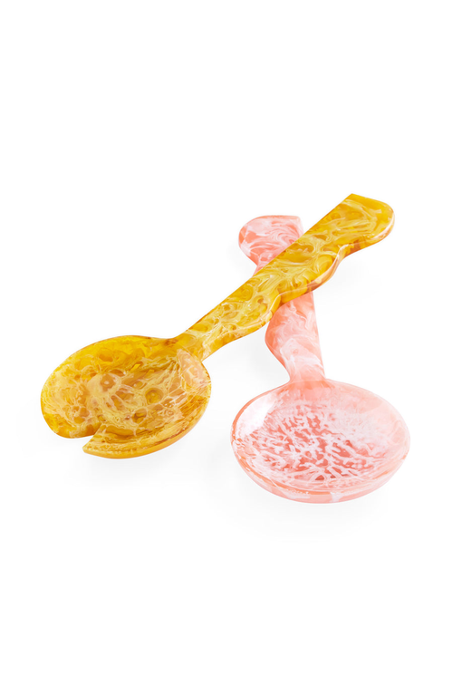 Jonathan Adler Mustique Ripple Salad Serving Set In Pink