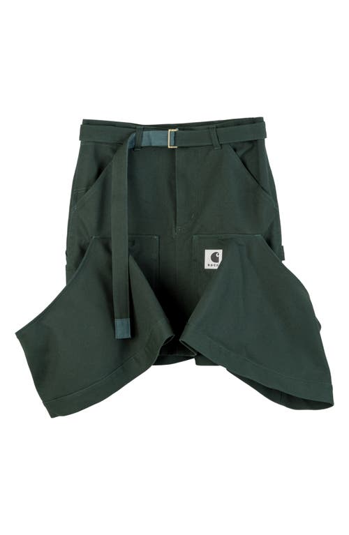 Sacai Carhartt Wip Duck Canvas Skirt In Green