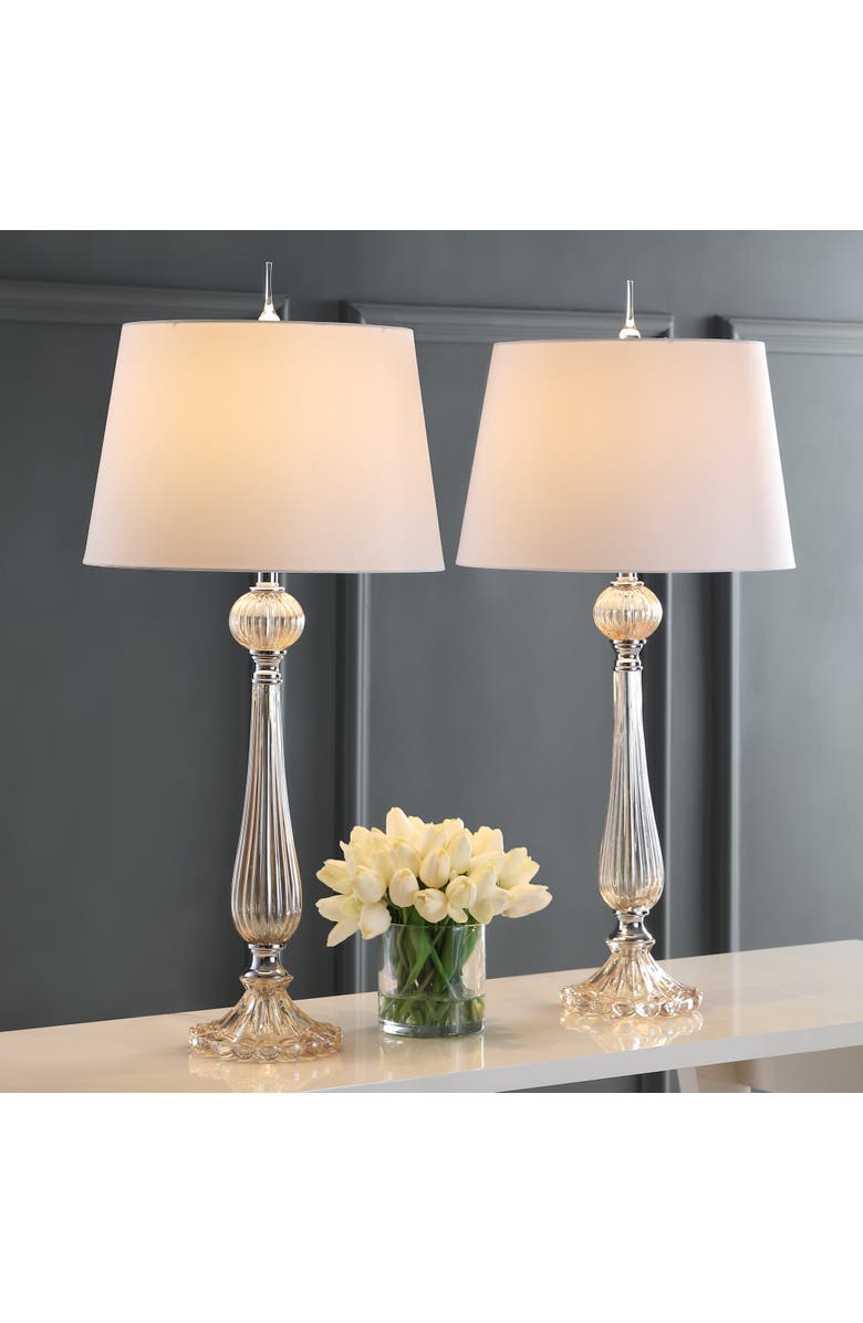 JONATHAN Y Chloe 32.5" Glass LED Table Lamp, Champagne, Alternate, color, Champagne