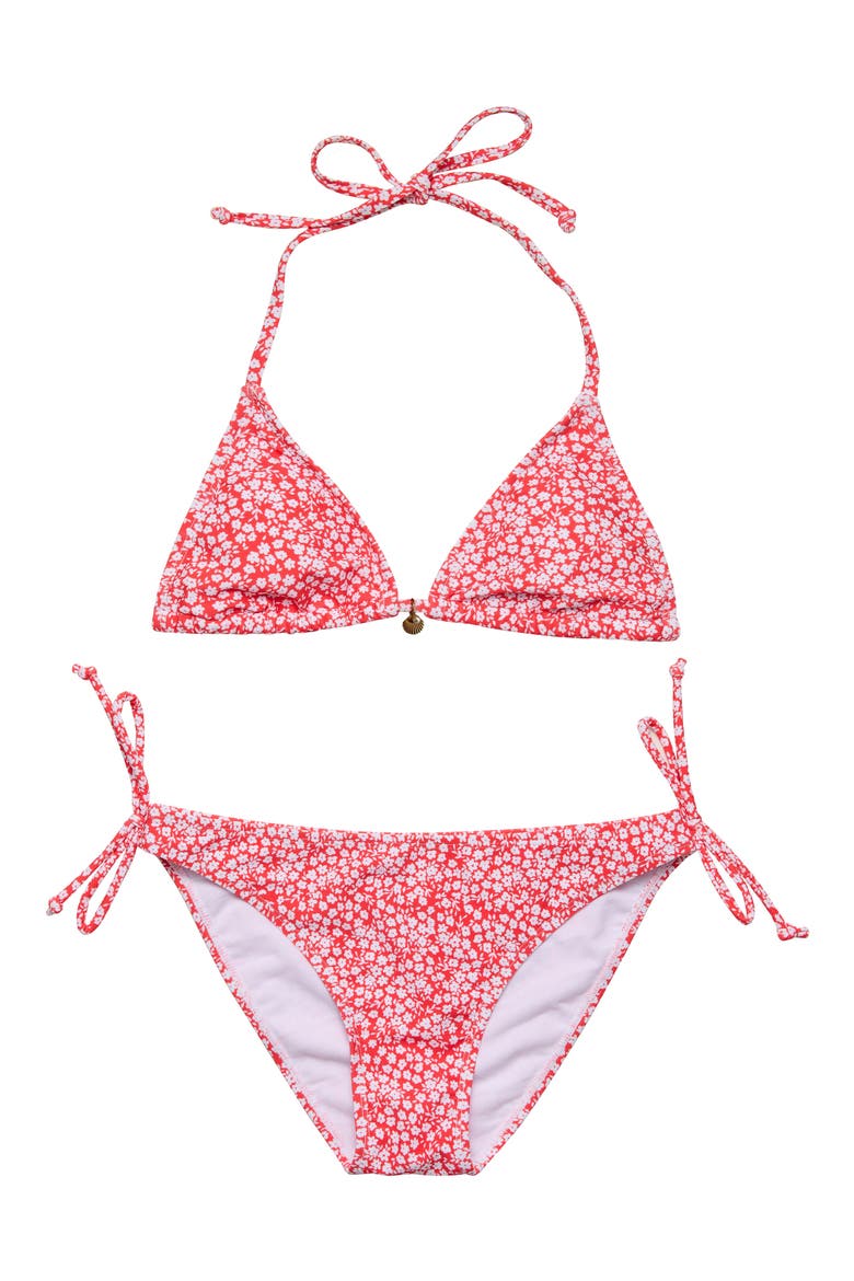 Kids' Ditsy Bloom Triangle Two-Piece Swimsuit, Main, color, RED