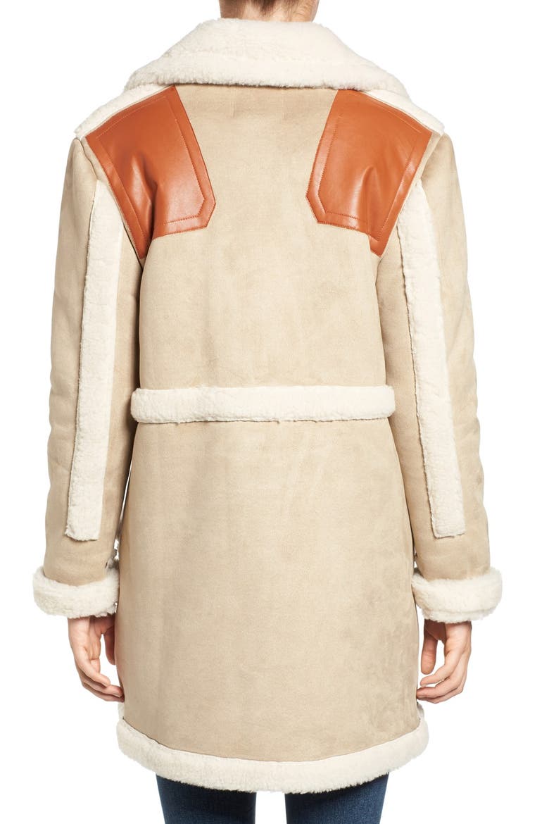 Faux Shearling & Faux Leather Jacket, Alternate, color, MOCHA