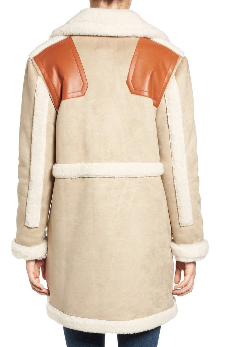 MOON RIVER Faux Shearling & Faux Leather Jacket, Alternate, color, 