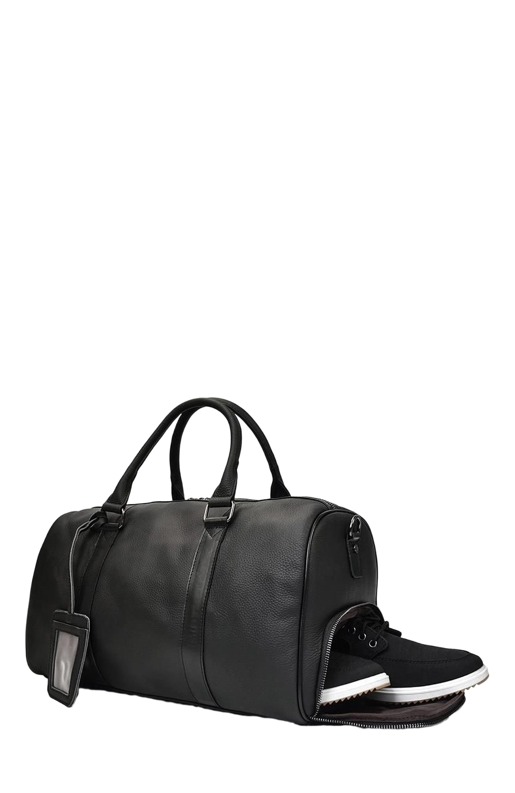 STEEL HORSE LEATHER The Endre Weekender | Vintage Leather Duffle Bag, Alternate, color, Black