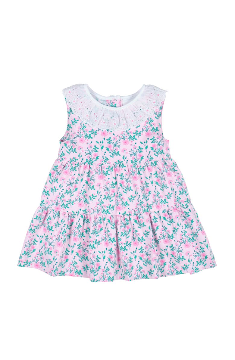 Florence Eiseman Floral Print Dress with Eyelet Collar, Main, color, Pink