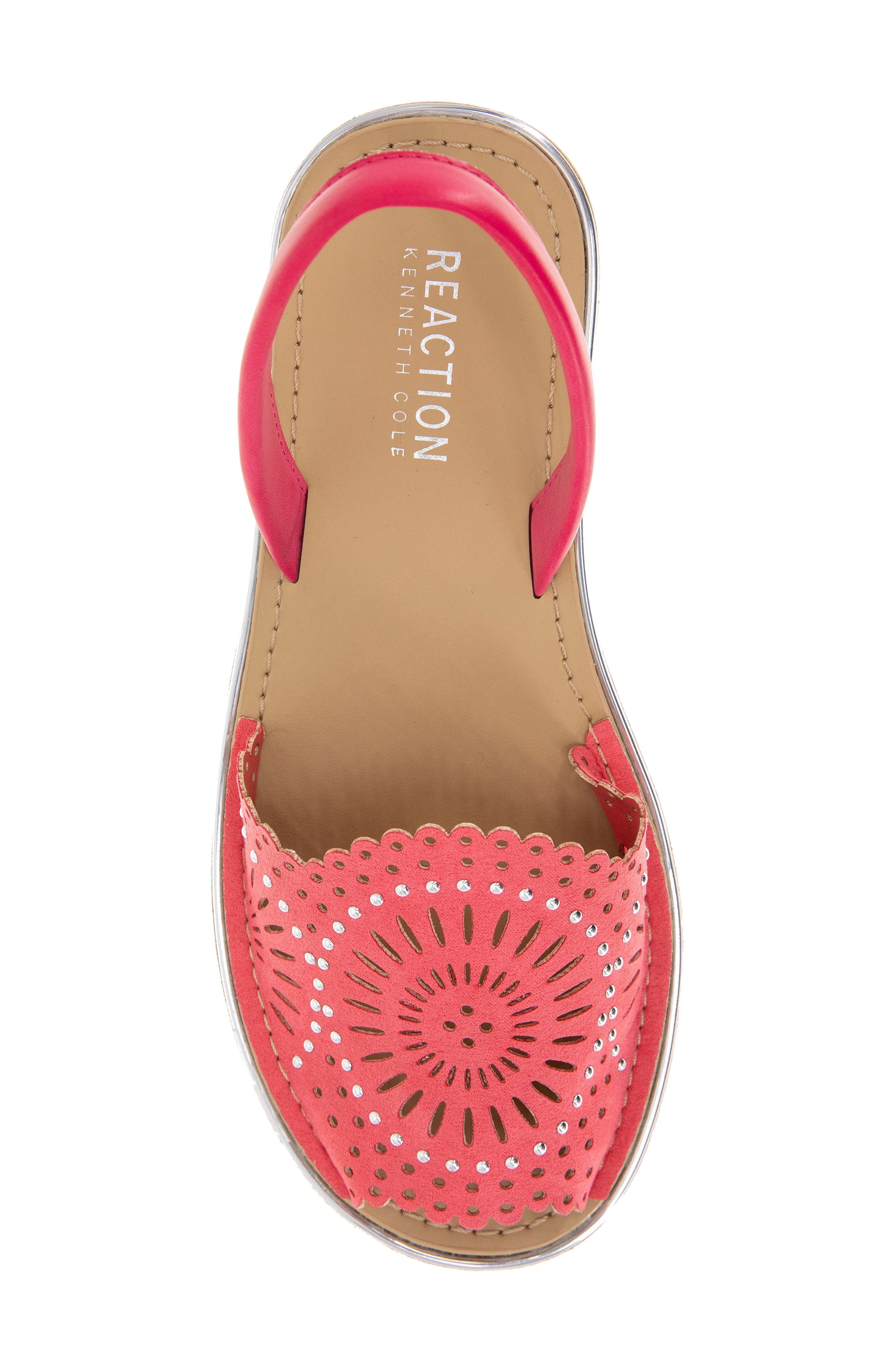 Fine Glass Foil Laser Wedge Sandal, Alternate, color, GERANIUM MICRO